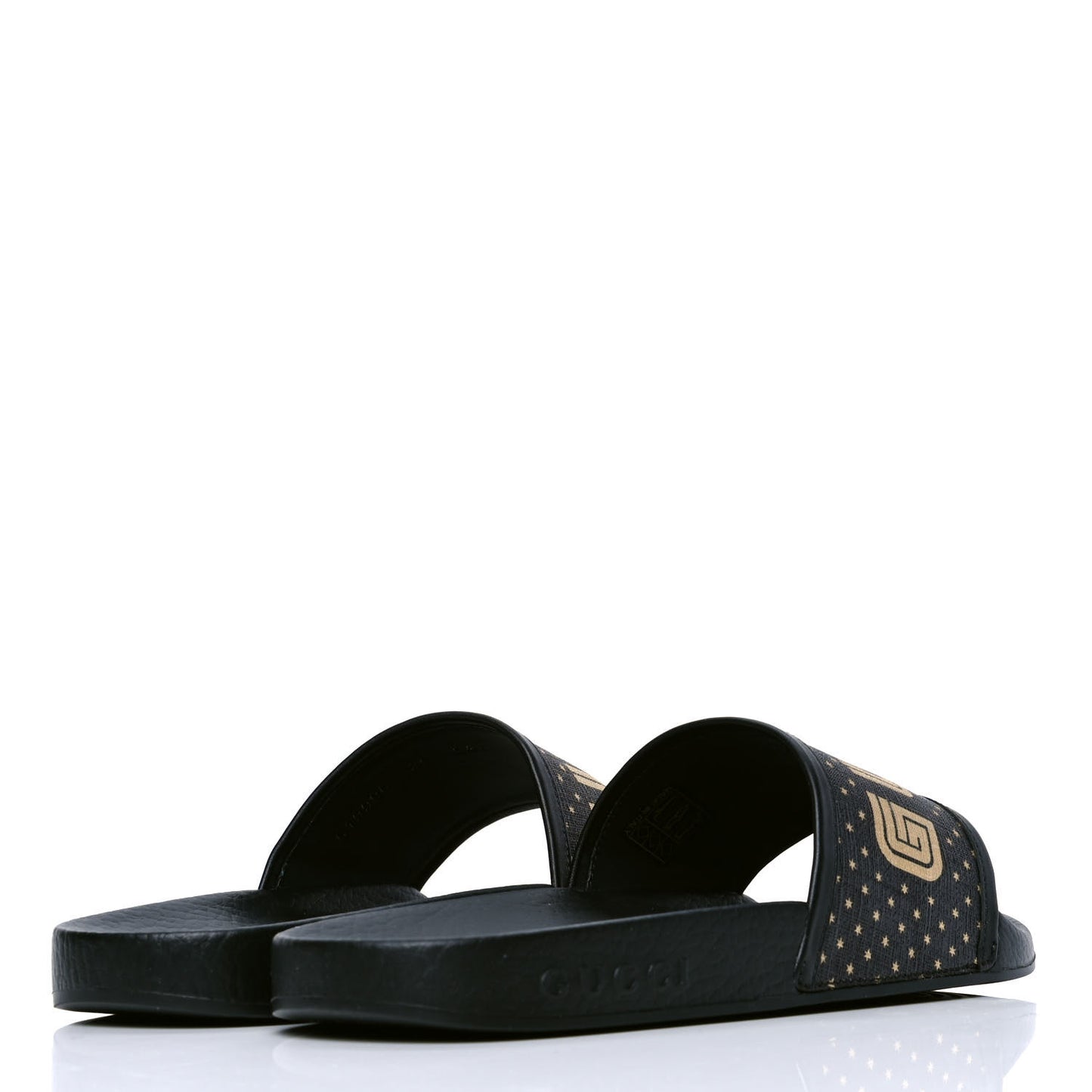 X SEGA Supreme Canvas GUCCY Stars Womens Slide Sandals 36 Black Gold