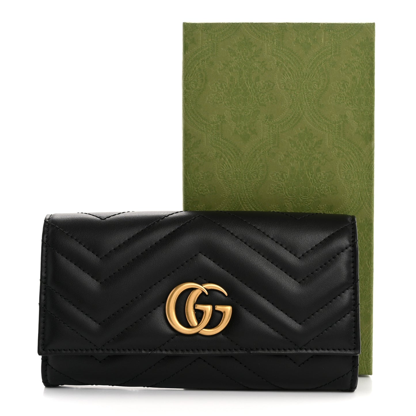 Calfskin Matelasse GG Marmont Continental Wallet Black