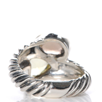 David Yurman Sterling Silver 18K Gold Smoky Quartz Prasiolite Bypass Renaissance Ring 6.25 5 of 5