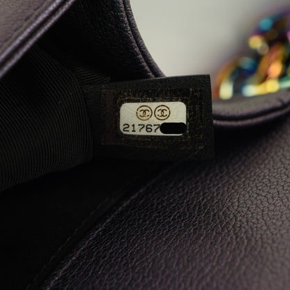Chanel Iridescent Goatskin Quilted Small Boy with Iridescent Ruthenium Purple 7 of 9