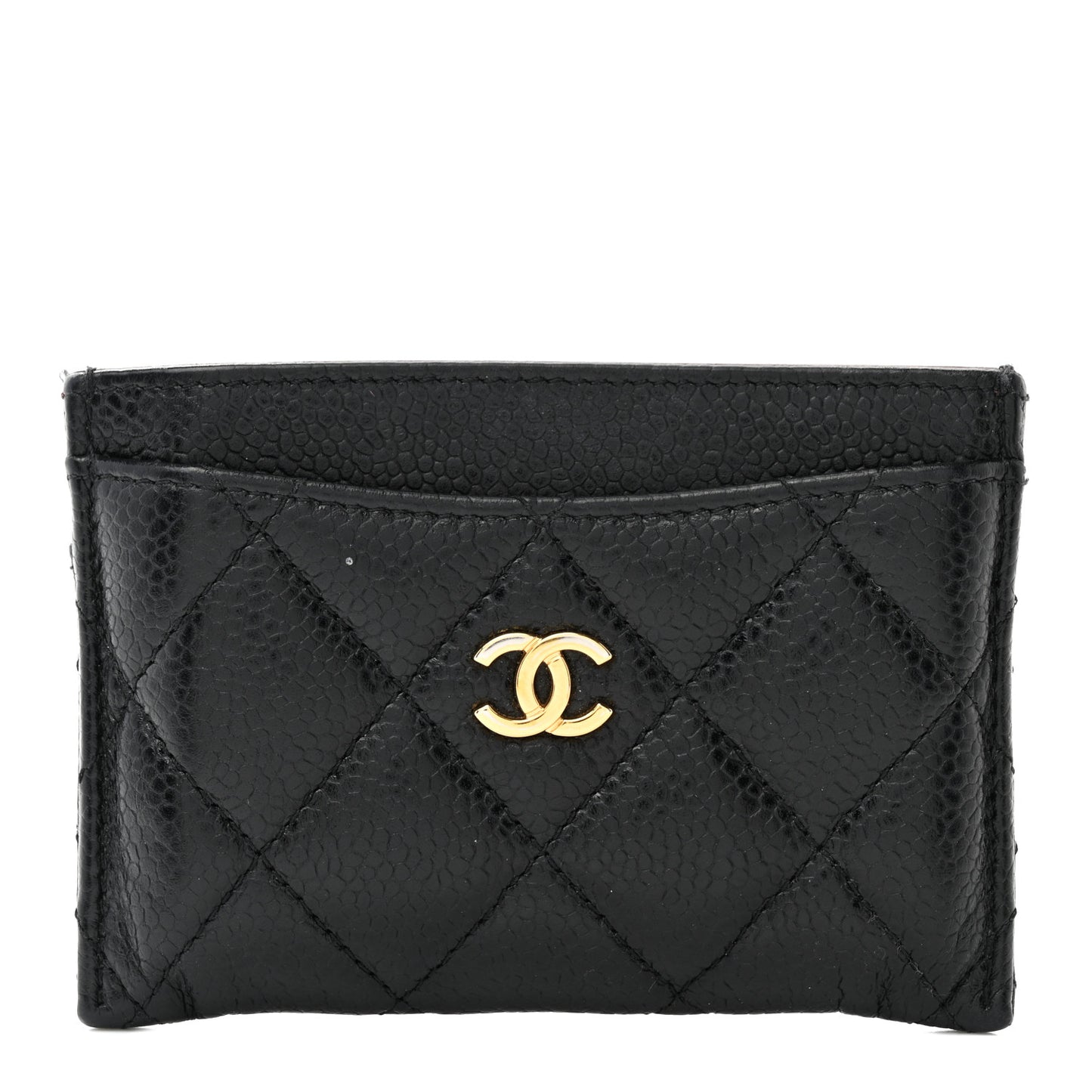 Caviar Quilted Card Holder Black