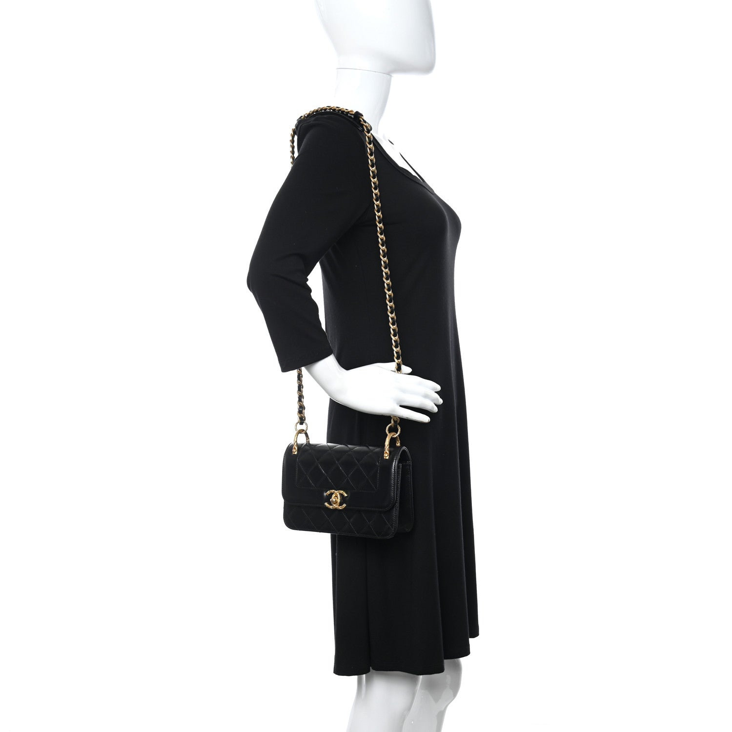 Chanel Calfskin Quilted Mini Coco Ring Flap Black 2 of 12
