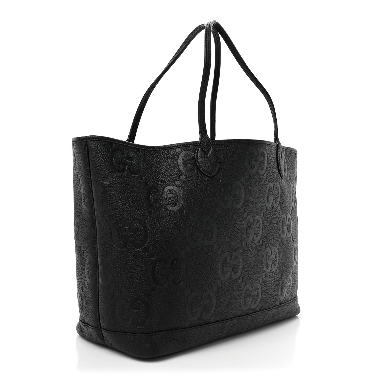 Gucci Monogram Jumbo GG Calfskin Web Large Shopping Tote Black 4 of 12