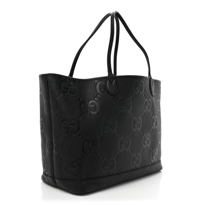 Gucci Monogram Jumbo GG Calfskin Web Large Shopping Tote Black 4 of 12