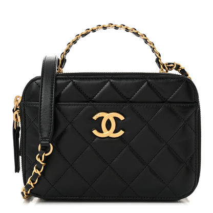 Chanel Shiny Calfskin Quilted Top Handle Vanity Black 1 of 13