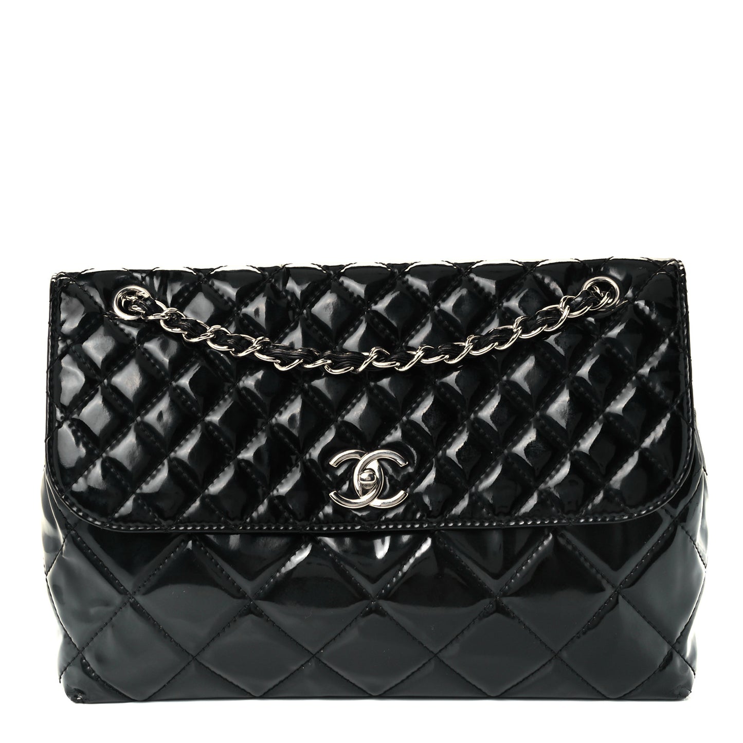 Vinyl Quilted In the Business Flap Bag Black