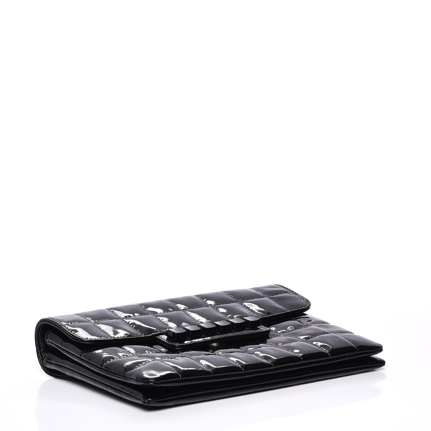 Chanel Patent Chocolate Bar Quilted Computer Keys Flap Black 4 of 12