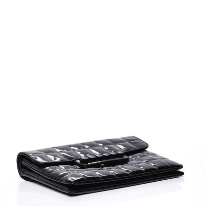 Chanel Patent Chocolate Bar Quilted Computer Keys Flap Black 4 of 12