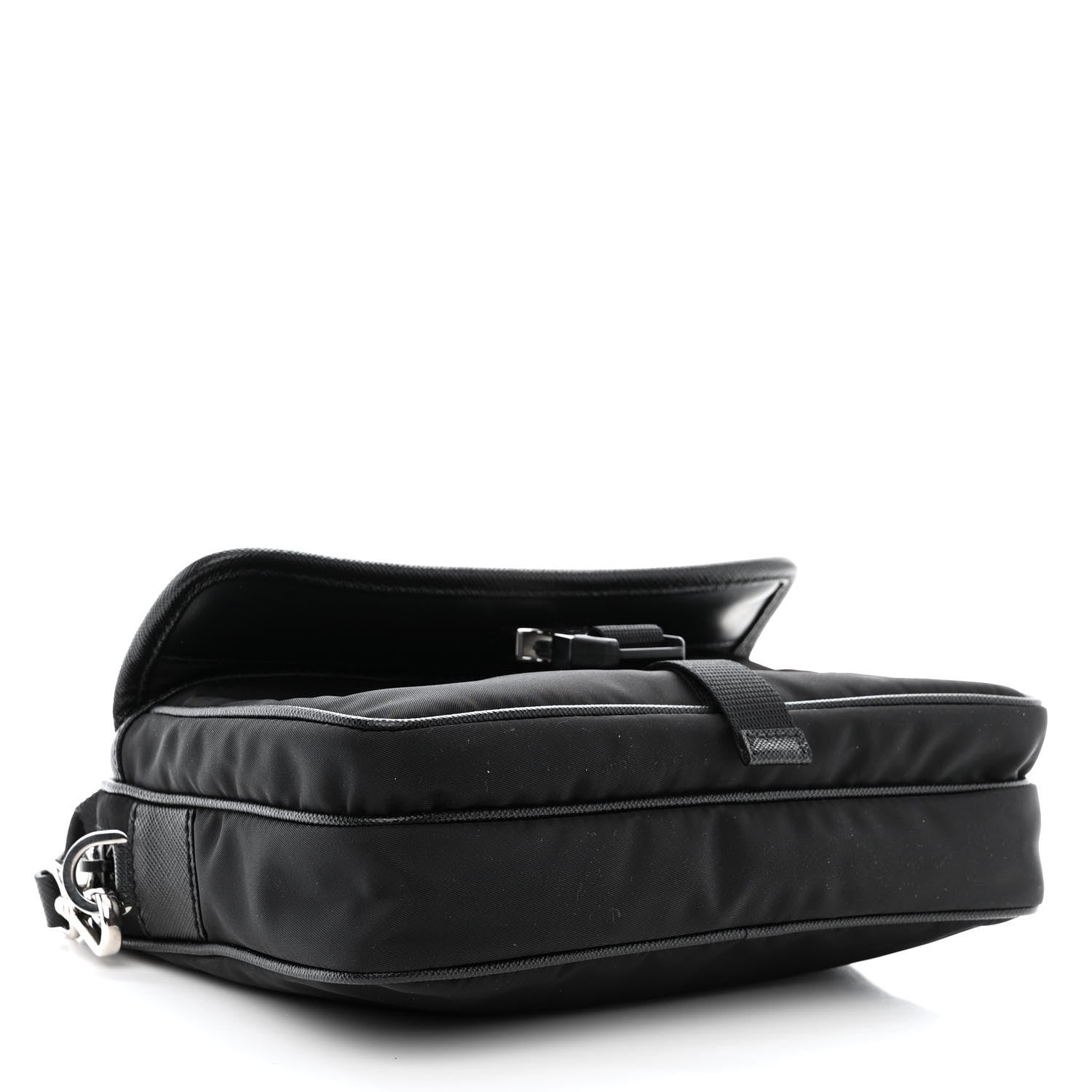 Prada Re-Nylon Saffiano Pocket Single Snap Buckle Shoulder Bag Black 4 of 13