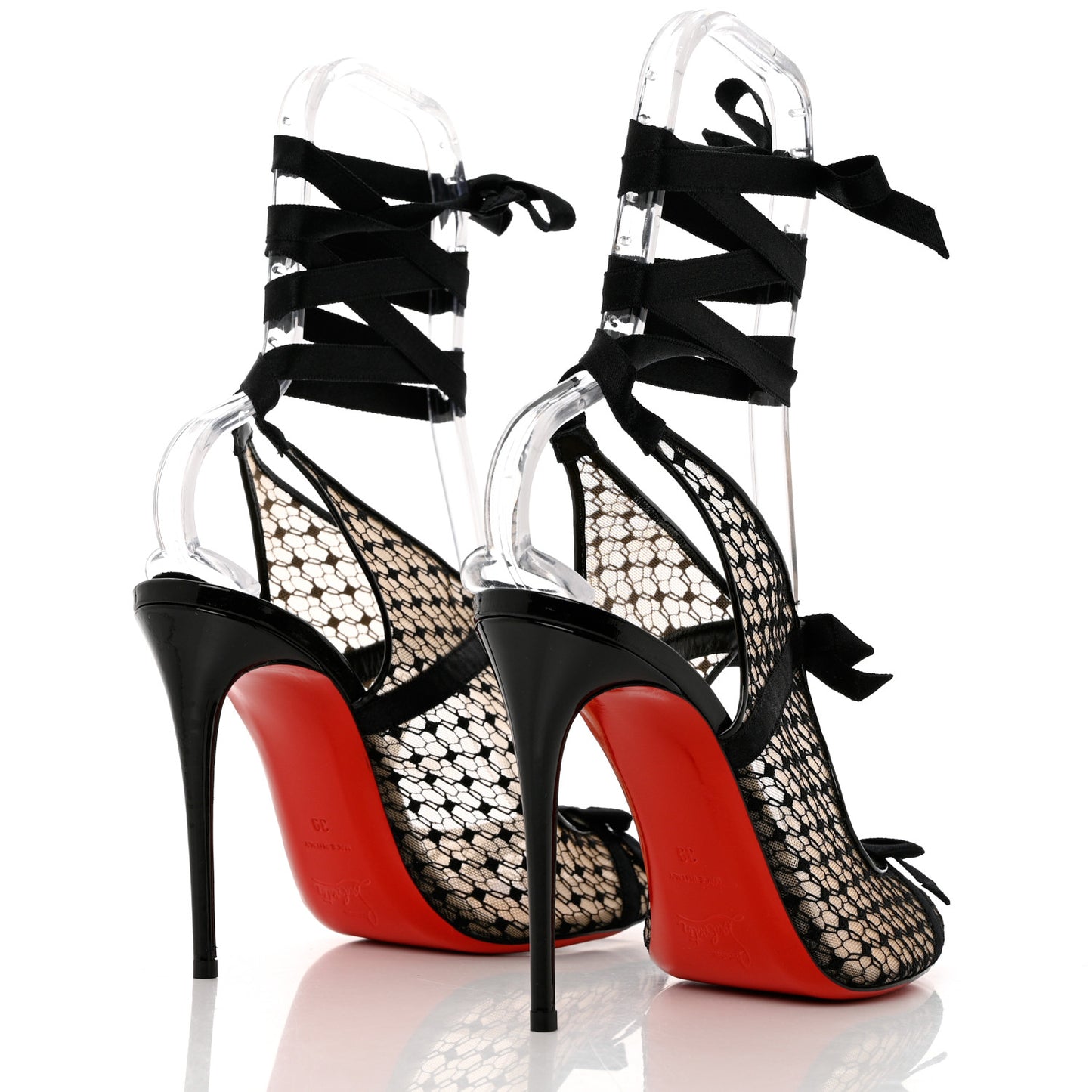 Patent Fishnet Lace Directoire 100 Pumps 39 Version Black