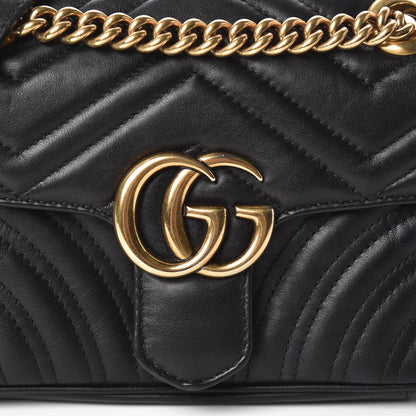 Gucci Calfskin Matelasse Mini GG Marmont Shoulder Bag Black 11 of 11