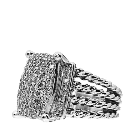 David Yurman Sterling Silver Diamond 16mm Wheaton Ring 53 6.25 2 of 5