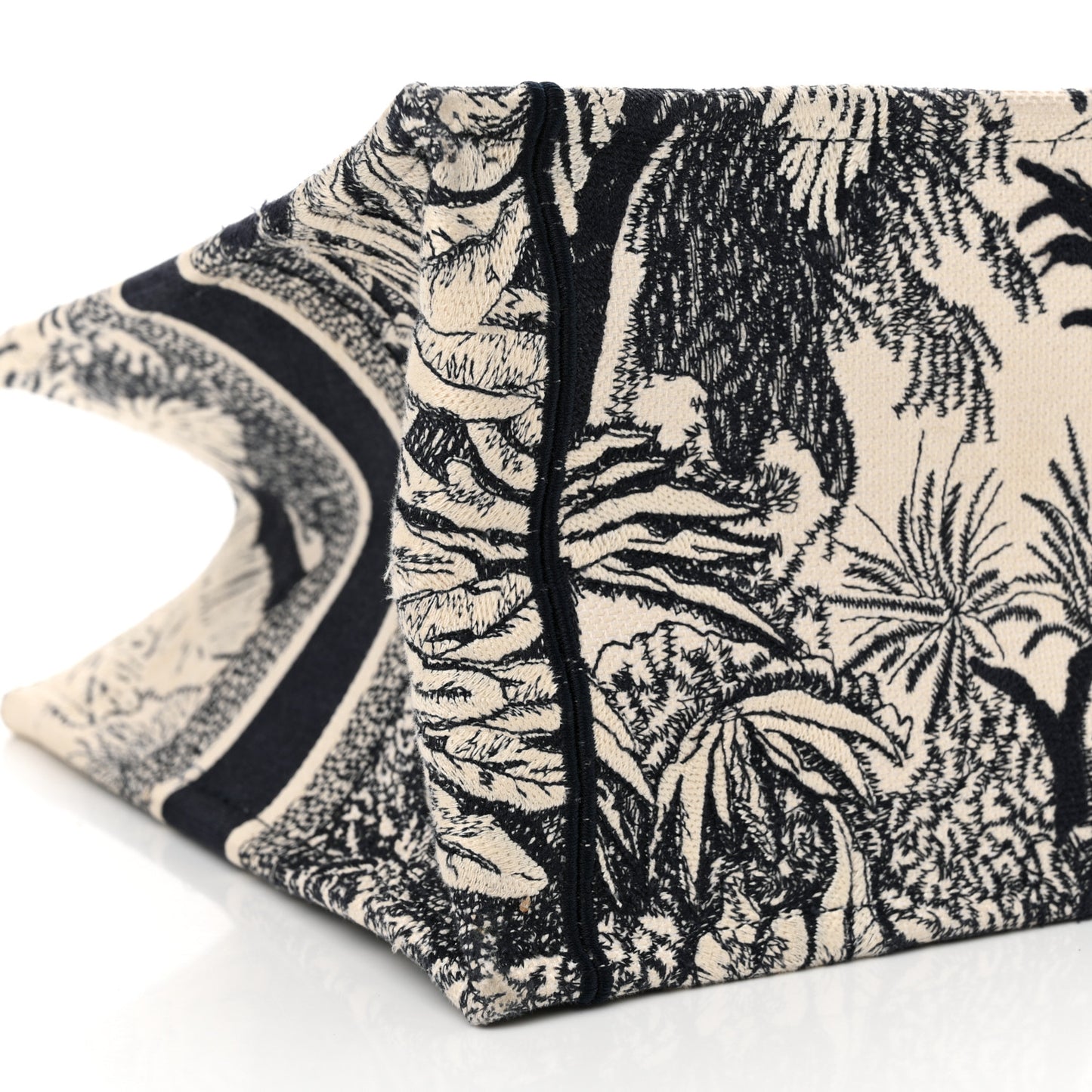 Canvas Embroidered Medium Palms Toile De Jouy Book Tote Blue