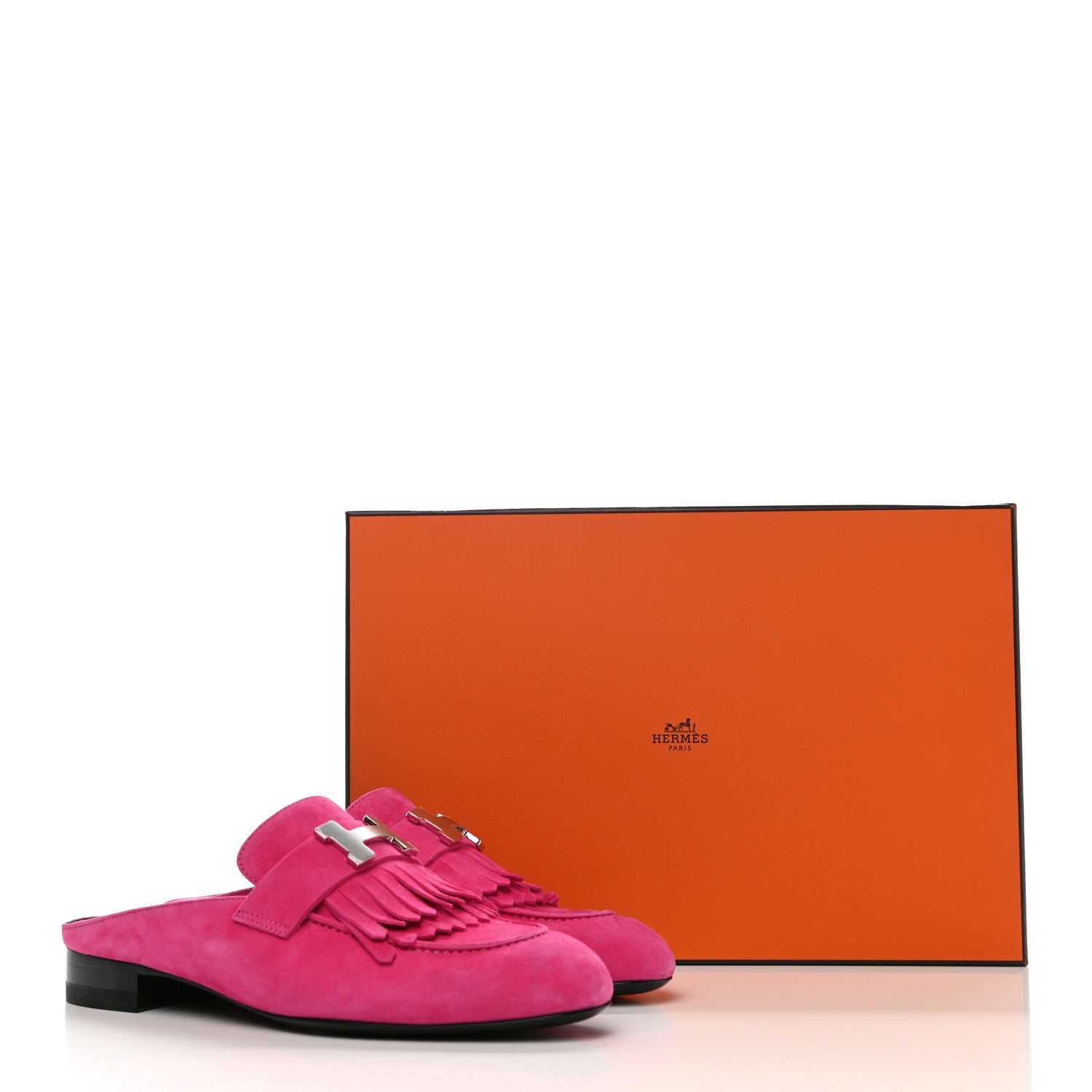 Hermes Suede Goatskin Rivoli Mules 35 Rose Azalee 9 of 9