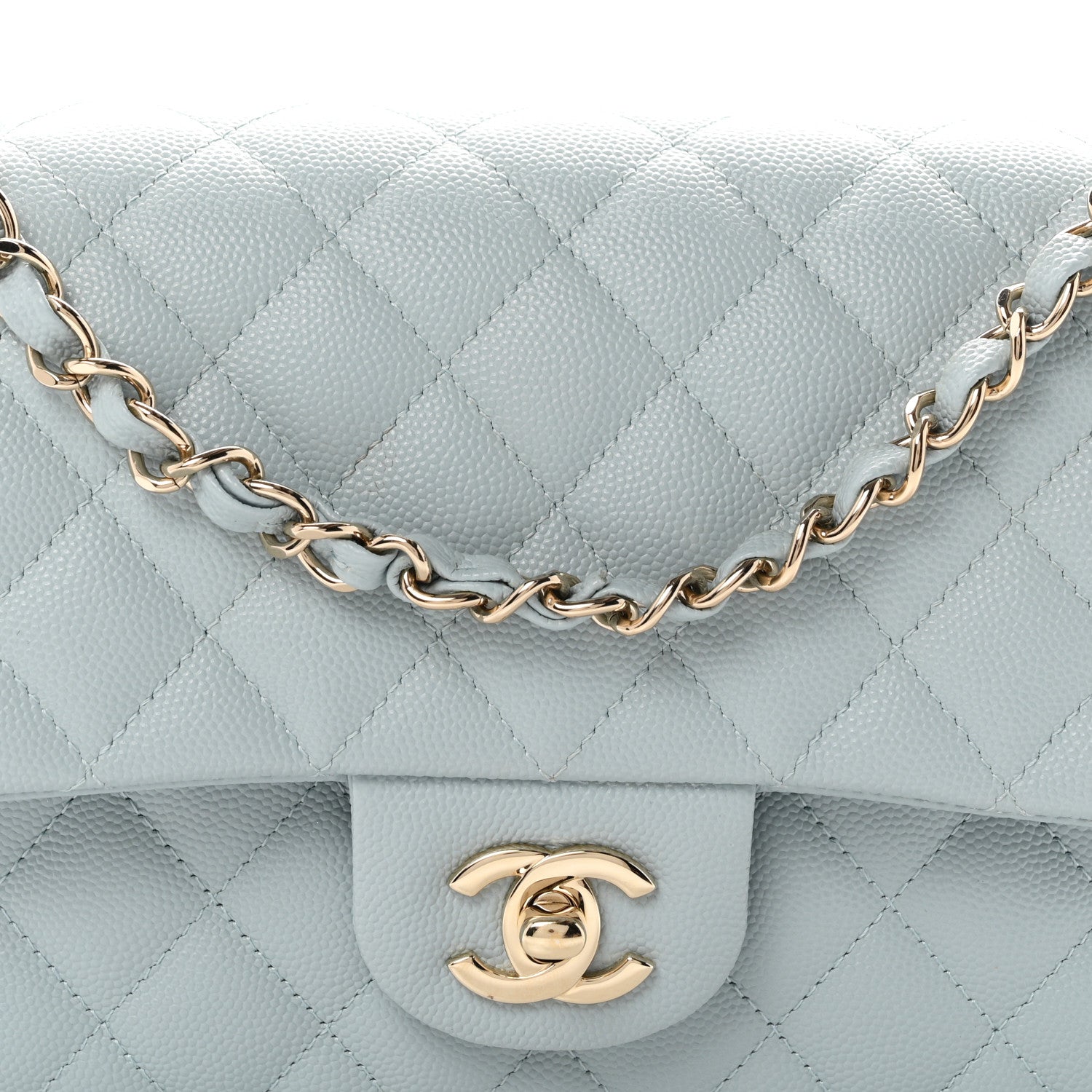 Chanel Caviar Quilted Medium Double Flap Light Blue 8 of 10