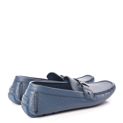 Louis Vuitton Taiga Mens Hockenheim Moccasin Loafers 9.5 Blue 4 of 8