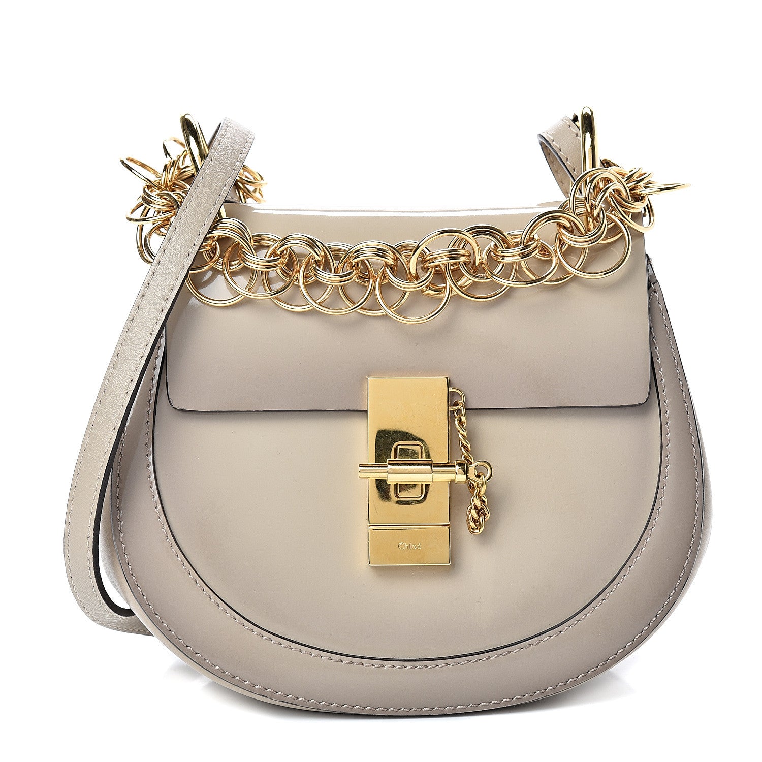 Chloe Glossy Lambskin Mini Drew Bijou Shoulder Bag Pastel Grey 1 of 10