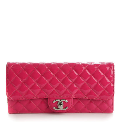 Chanel Patent Calfskin Quilted East West Flap Clutch Pink 1 of 8