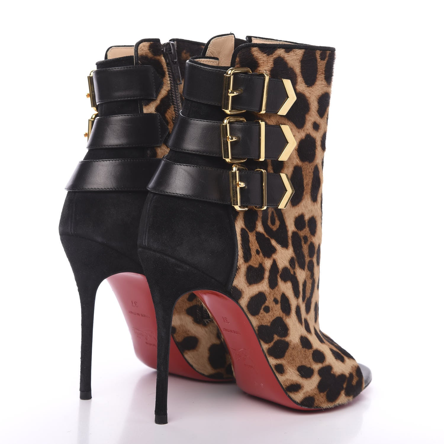 Christian Louboutin Pony Hair Leopard Veau Velours Triboclou 100 Ankle Boots 37 Black 4 of 10