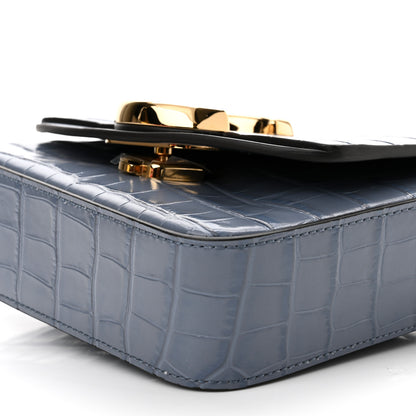 Chloe Calfskin Crocodile Embossed Mini C Double Carry Ash Blue 8 of 8