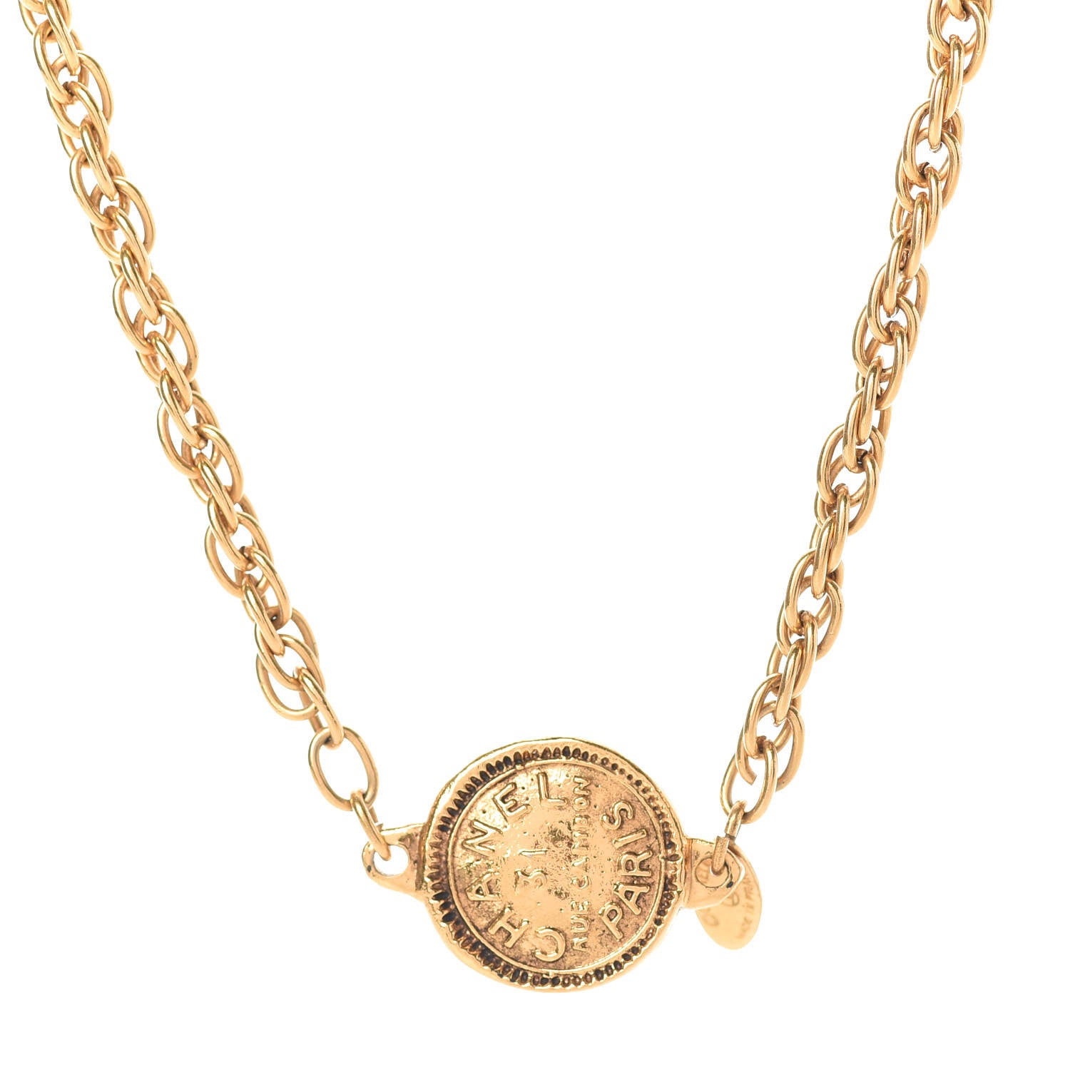 Chanel 31 Rue Cambon Paris Medallion Chain Necklace Gold 4 of 5