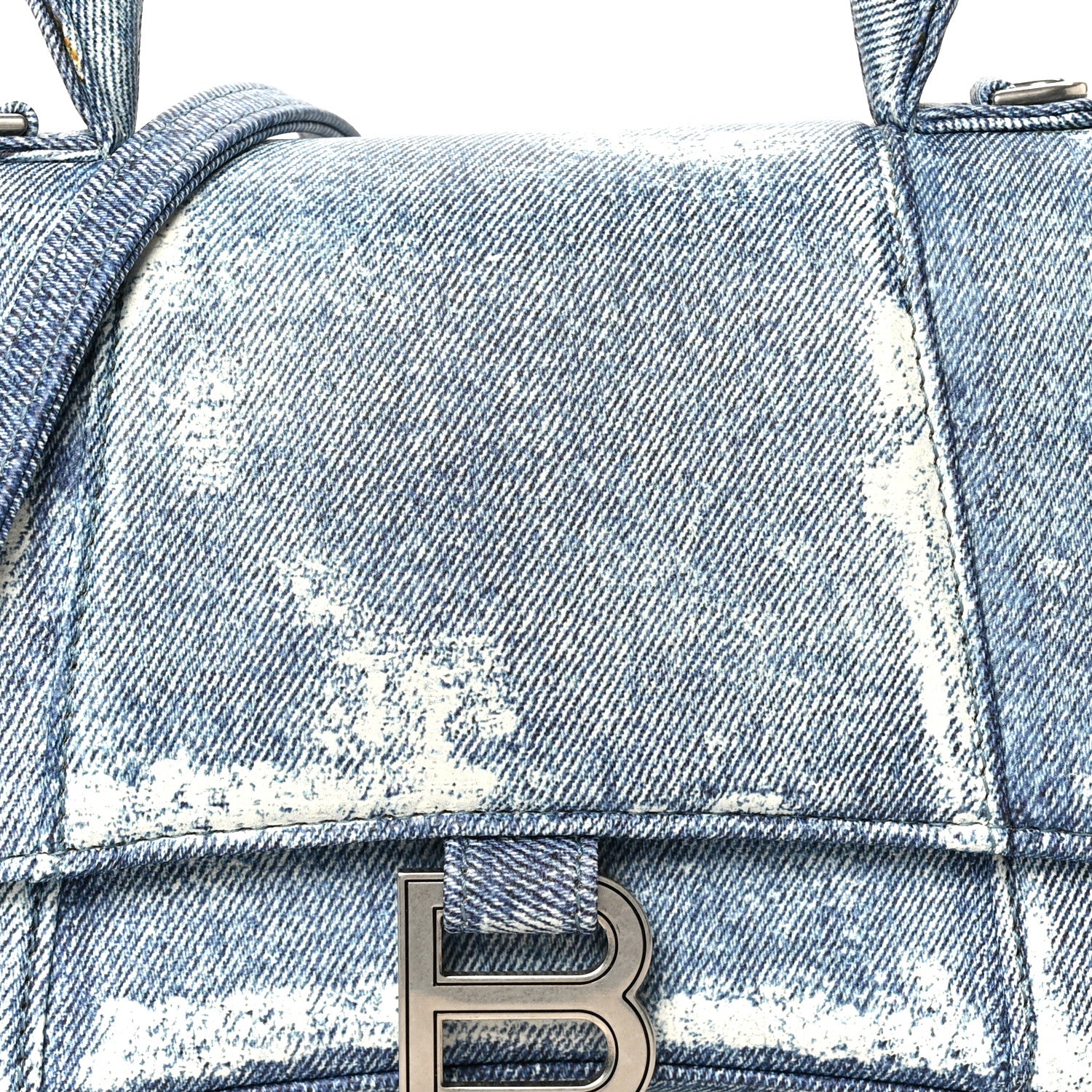 Balenciaga Nappa Denim Printed Small Hourglass Top Handle Bag Denim Blue 9 of 11