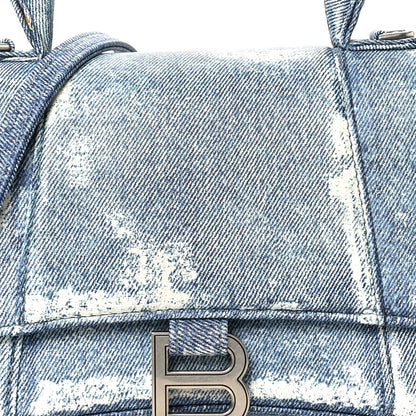 Balenciaga Nappa Denim Printed Small Hourglass Top Handle Bag Denim Blue 9 of 11