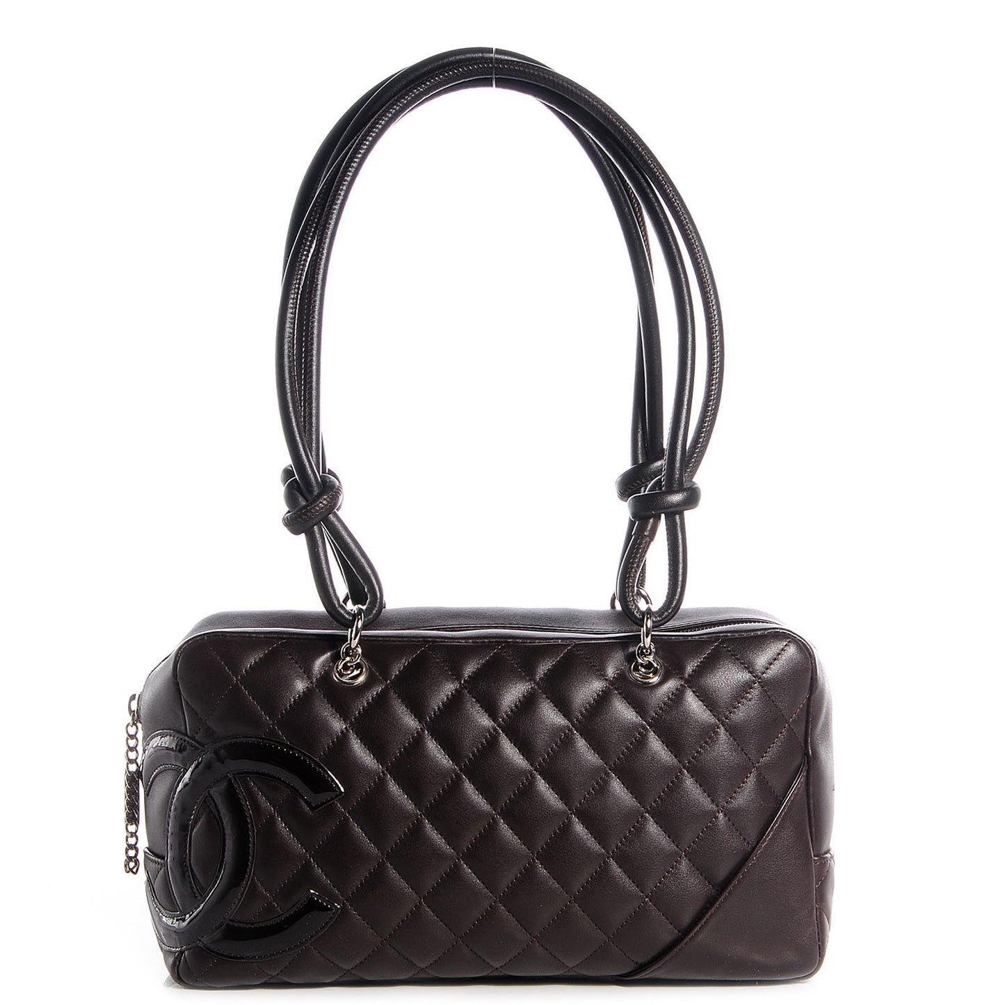 Calfskin Quilted Cambon Large Bowler Brown