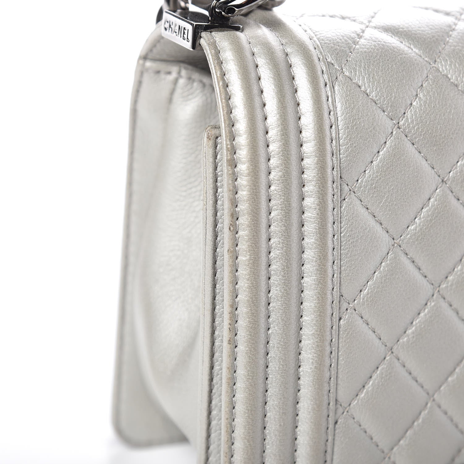 Chanel Metallic Caviar Quilted Medium Boy Flap Silver 10 of 15