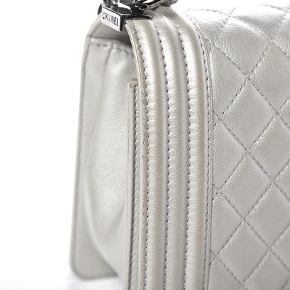 Chanel Metallic Caviar Quilted Medium Boy Flap Silver 10 of 15