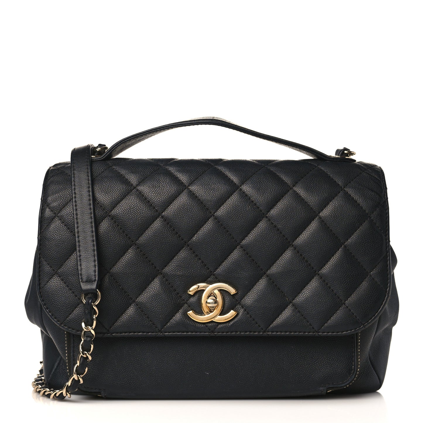 Caviar Quilted Large Business Affinity Flap Black