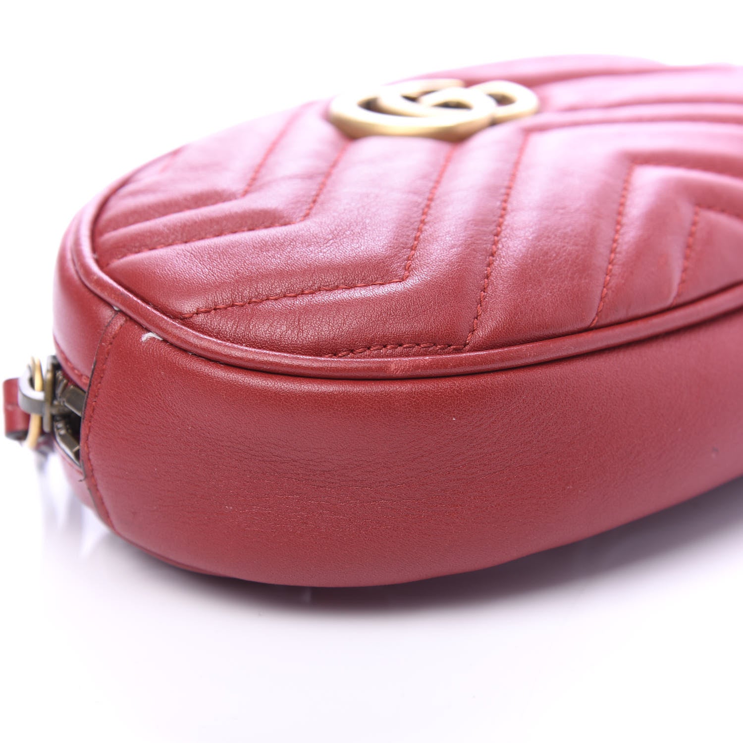Gucci Calfskin Matelasse GG Marmont Belt Bag 75 30 Hibiscus Red 6 of 11