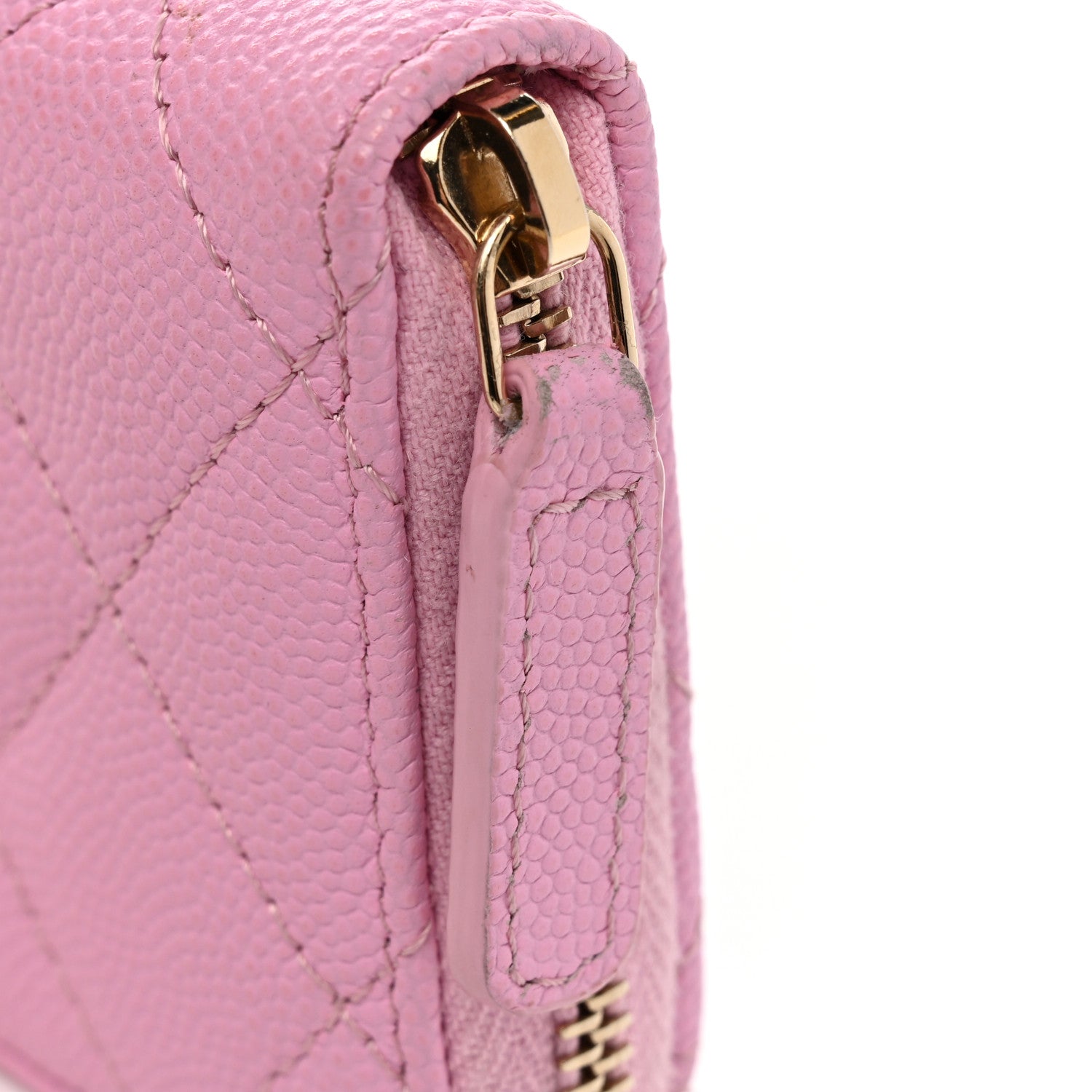 Chanel Caviar Quilted Zip Coin Purse Pink 9 of 12
