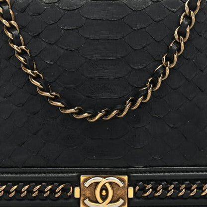 Chanel Snakeskin Calfskin Chain Around Boy Wallet On Chain WOC Black 8 of 10