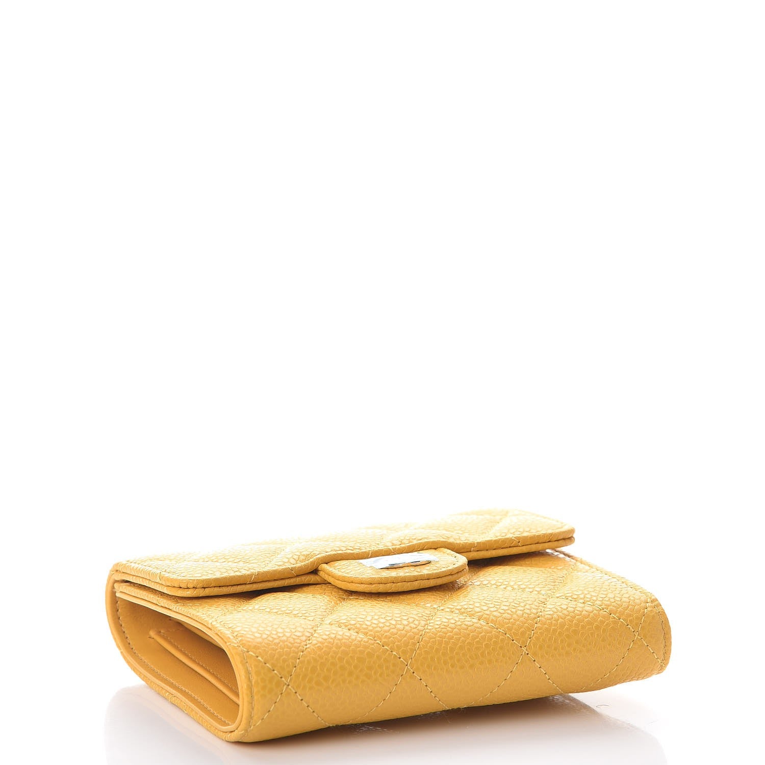 Chanel Caviar Quilted Compact Flap Wallet Yellow 4 of 10