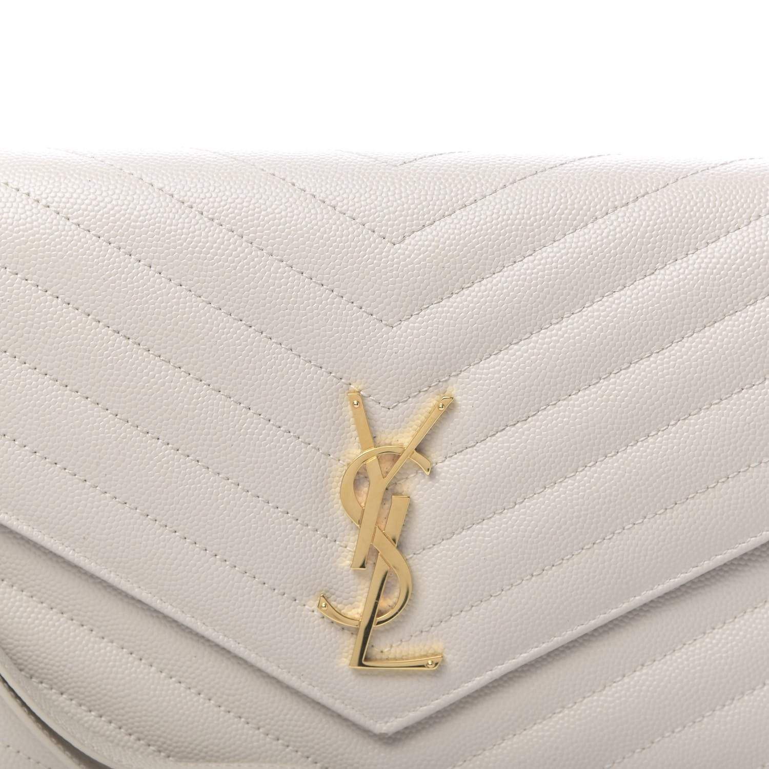 Saint Laurent Grain De Poudre Matelasse Chevron Monogram Envelope Clutch Blanc Vintage 9 of 11