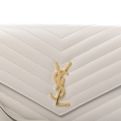 Saint Laurent Grain De Poudre Matelasse Chevron Monogram Envelope Clutch Blanc Vintage 9 of 11