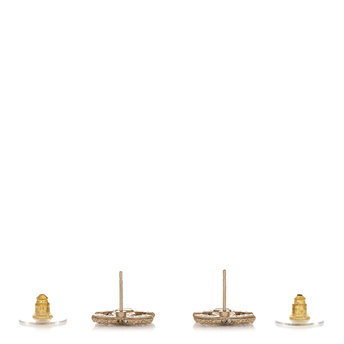 Metal Graduated Pearl Crystal CC Earrings Light Gold