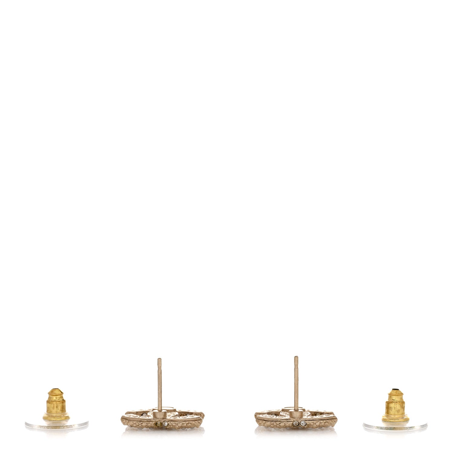 Chanel Metal Graduated Pearl Crystal CC Earrings Light Gold 3 of 4