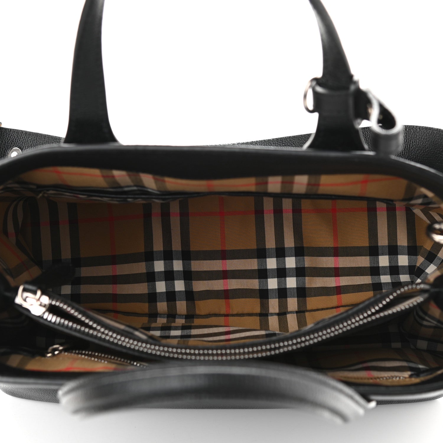 Burberry Derby Calfskin House Check Medium Banner Tote Black 5 of 9