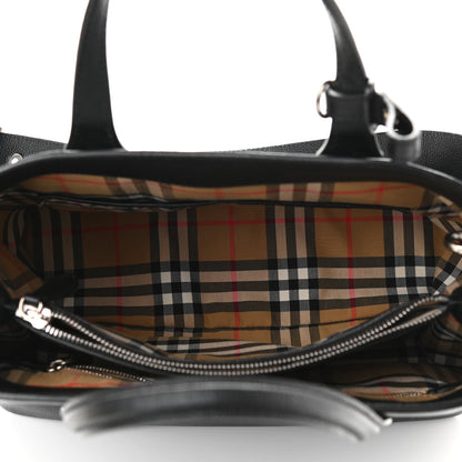 Burberry Derby Calfskin House Check Medium Banner Tote Black 5 of 9