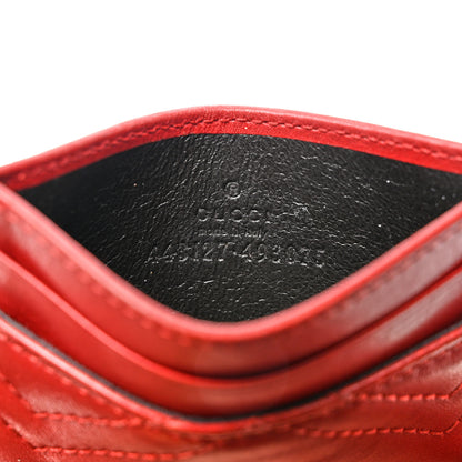 Gucci Calfskin Matelasse GG Marmont Card Holder Hibiscus Red 6 of 11