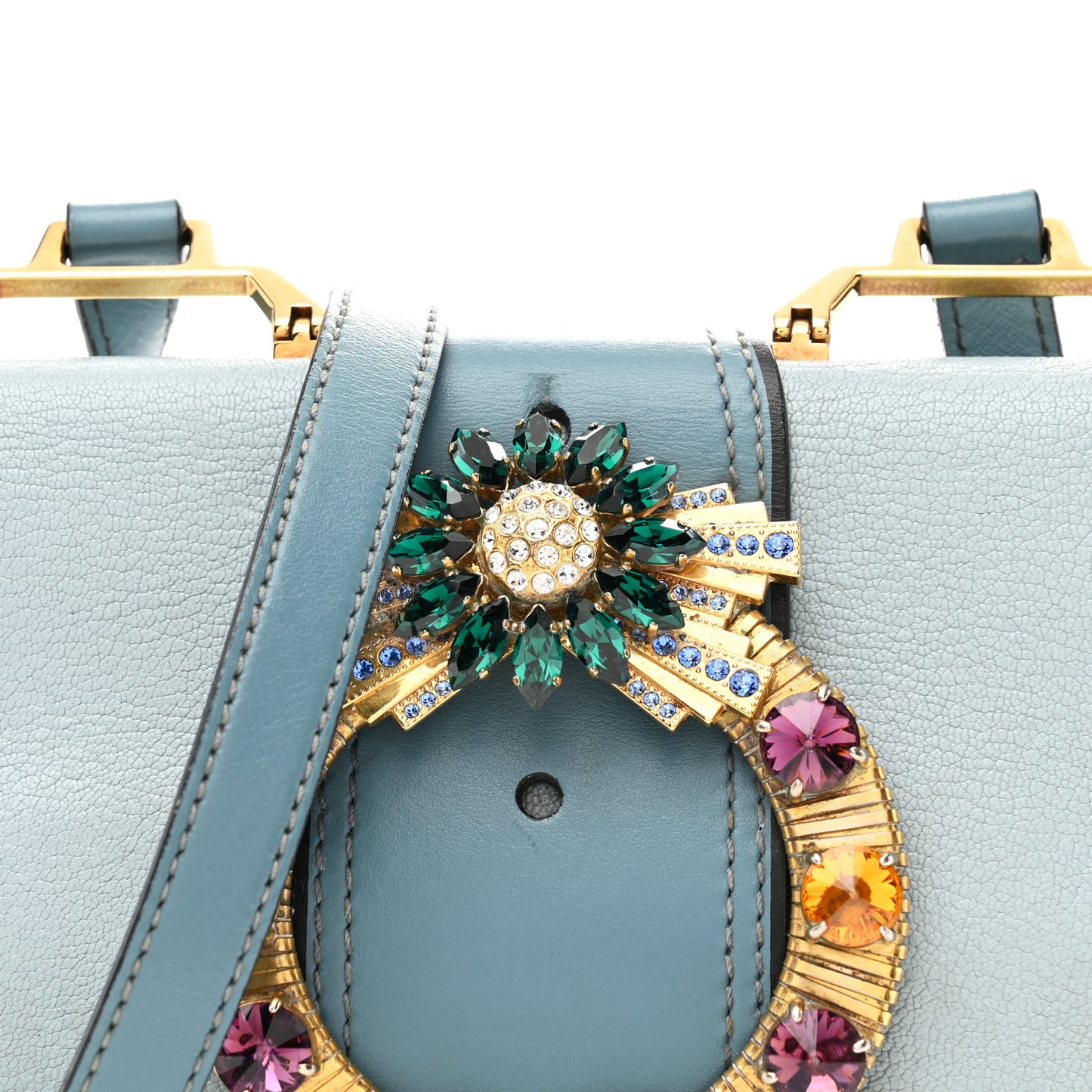 Goatskin Madras Soft Calf Crystal Embellished Shoulder Bag Astrale