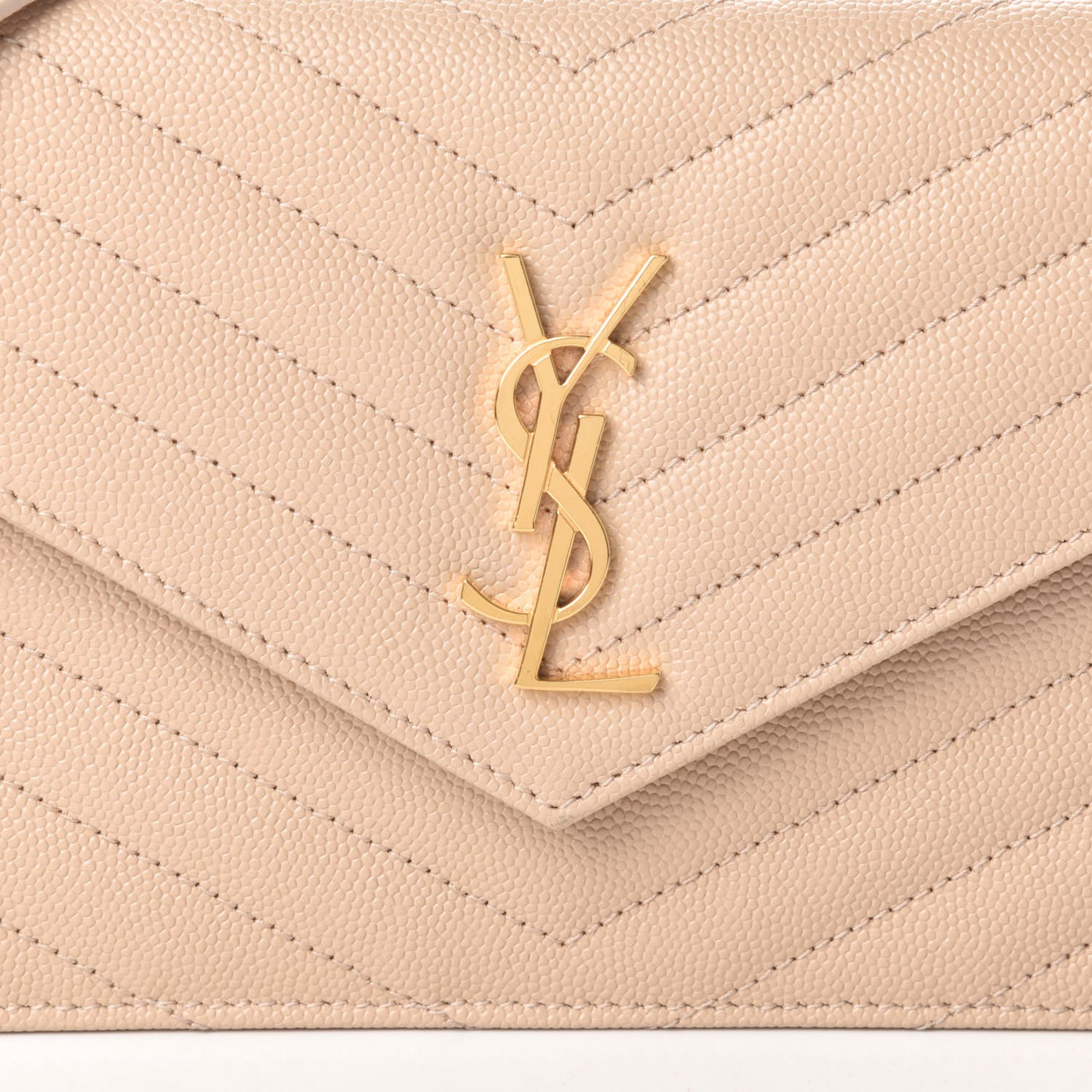 Grain De Poudre Matelasse Chevron Monogram Envelope Chain Wallet Nude Powder