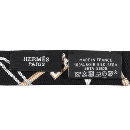 Hermes Silk Les Cles A Pois Doll Twilly Black Beige Rose 3 of 3