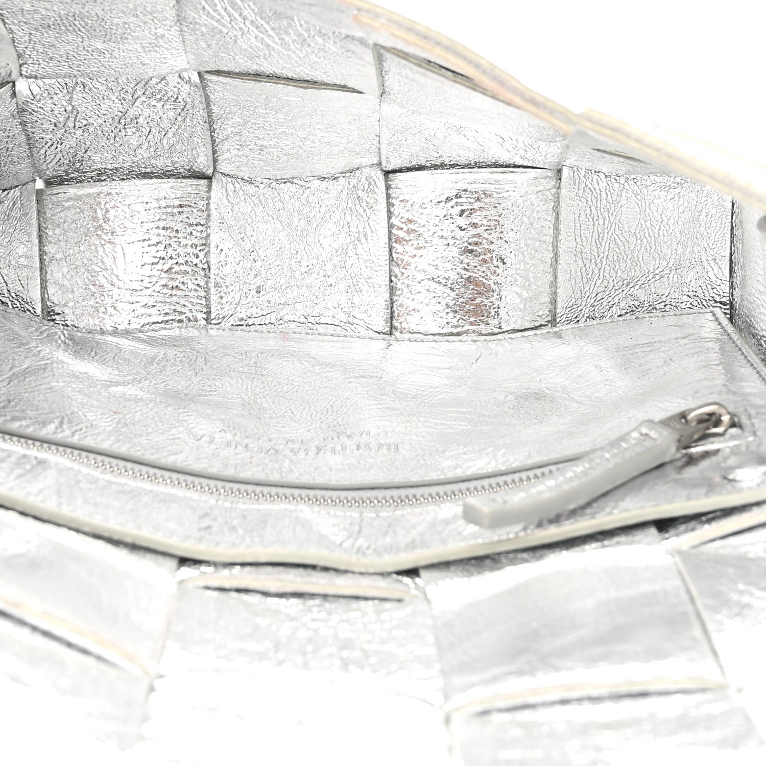 Bottega Veneta Metallic Lambskin Maxi Intrecciato Cassette Crossbody Bag Silver 12 of 31