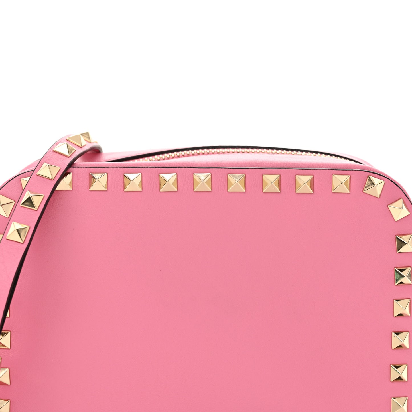 Calfskin Rockstud Camera Crossbody Bag Pink