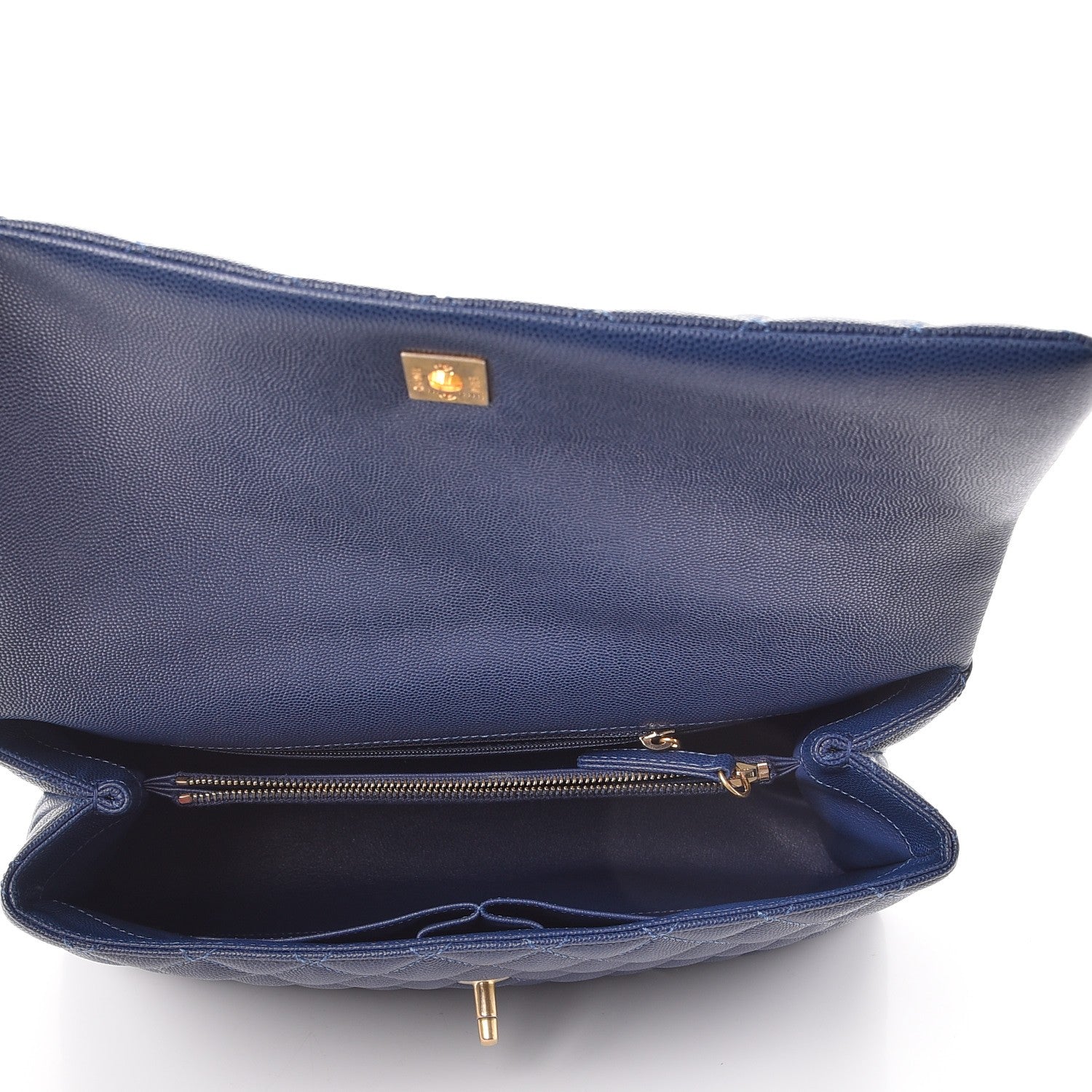 Chanel Caviar Lizard Quilted Medium Coco Handle Flap Navy 6 of 9