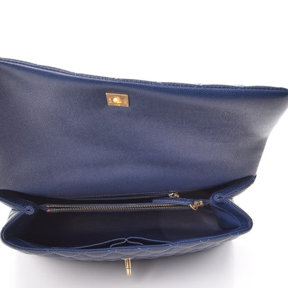 Chanel Caviar Lizard Quilted Medium Coco Handle Flap Navy 6 of 9