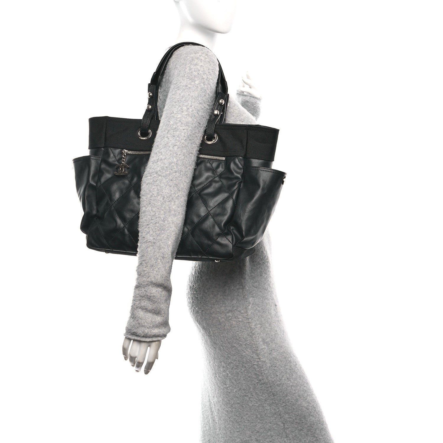 Chanel Coated Canvas Large Paris Biarritz Tote Black 2 of 11